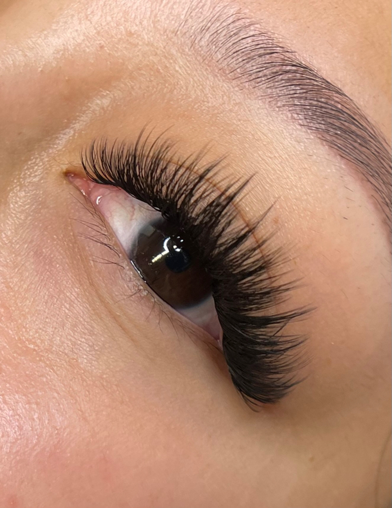 Volume lash extensions on a soft natural eye