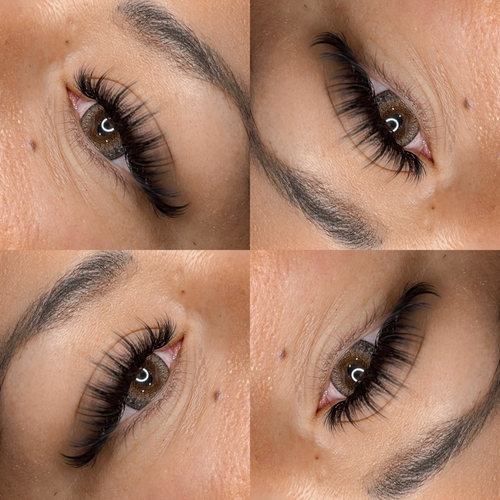 Custom volume lash extensions, four-up close-up