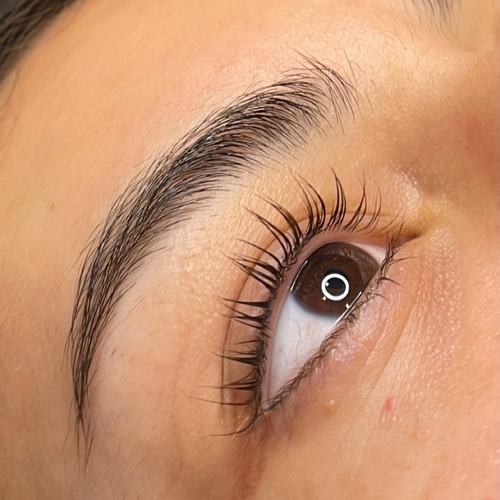 Korean lash lift, close-up of natural lashes