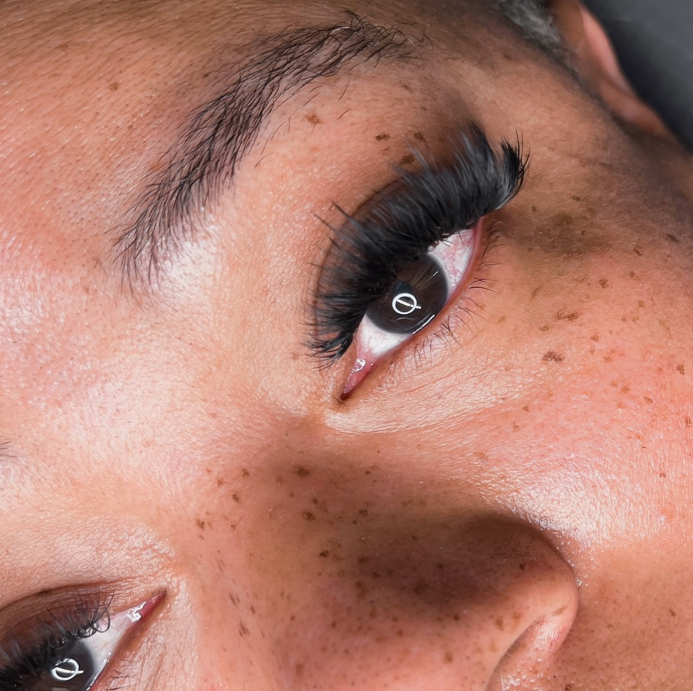 Wispy volume lash extensions, close-up